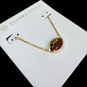 KENDRA SCOTT Football Autumn Fall Yellow 14k Plate 19” Football Necklace NEW NWT